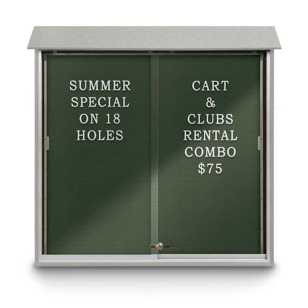 Outdoor Enclosed Combo Board, 72"x36", Bronze Frame/Blue & Rubber